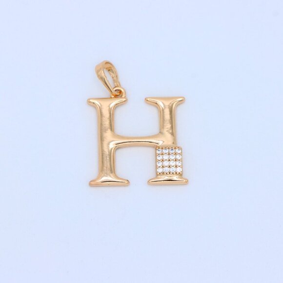 "Rose Gold H Initial Pendant with Sparkling Crystals for Women, XPPT1419 - Picture 11 of 13